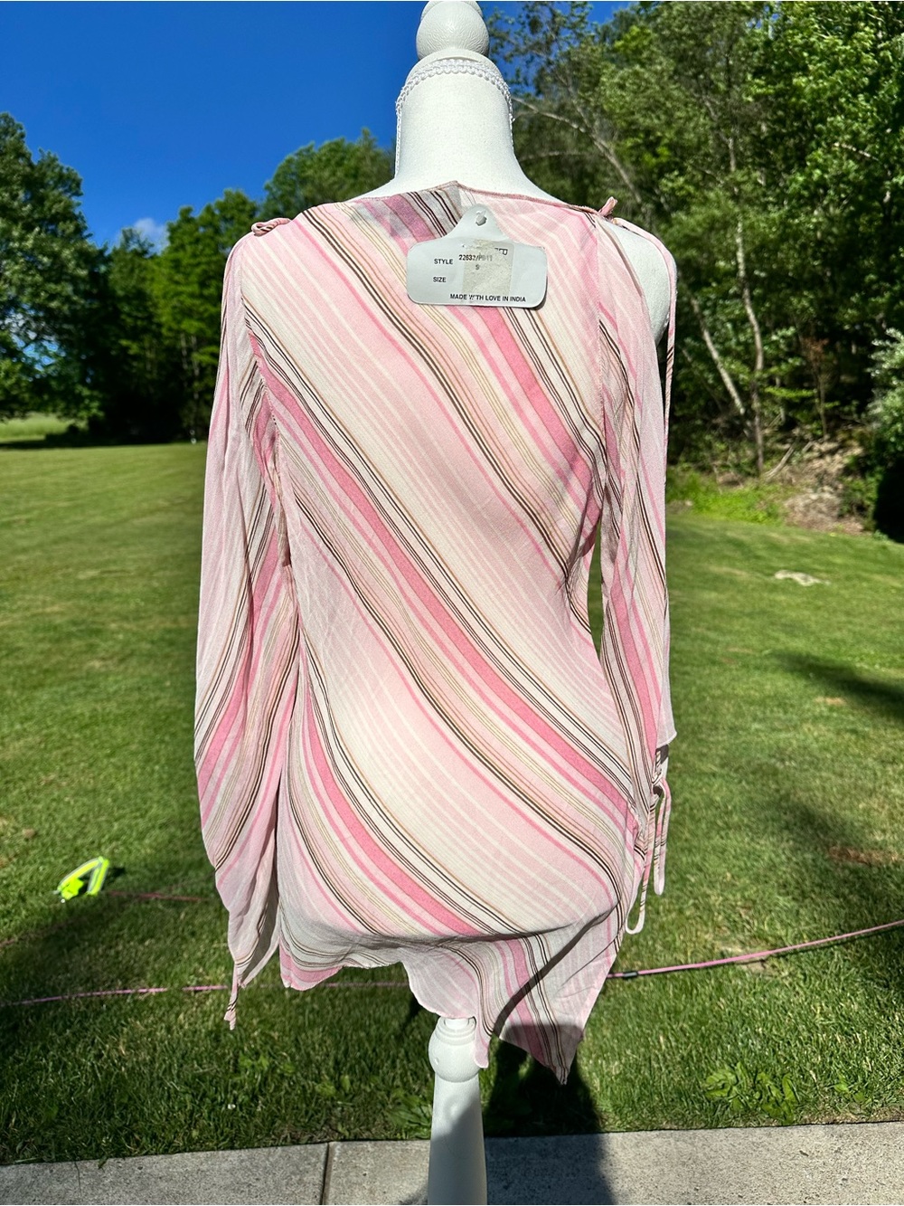 Y2K Long Sleeve Pink Sheer Blouse - Picture 5 of 5